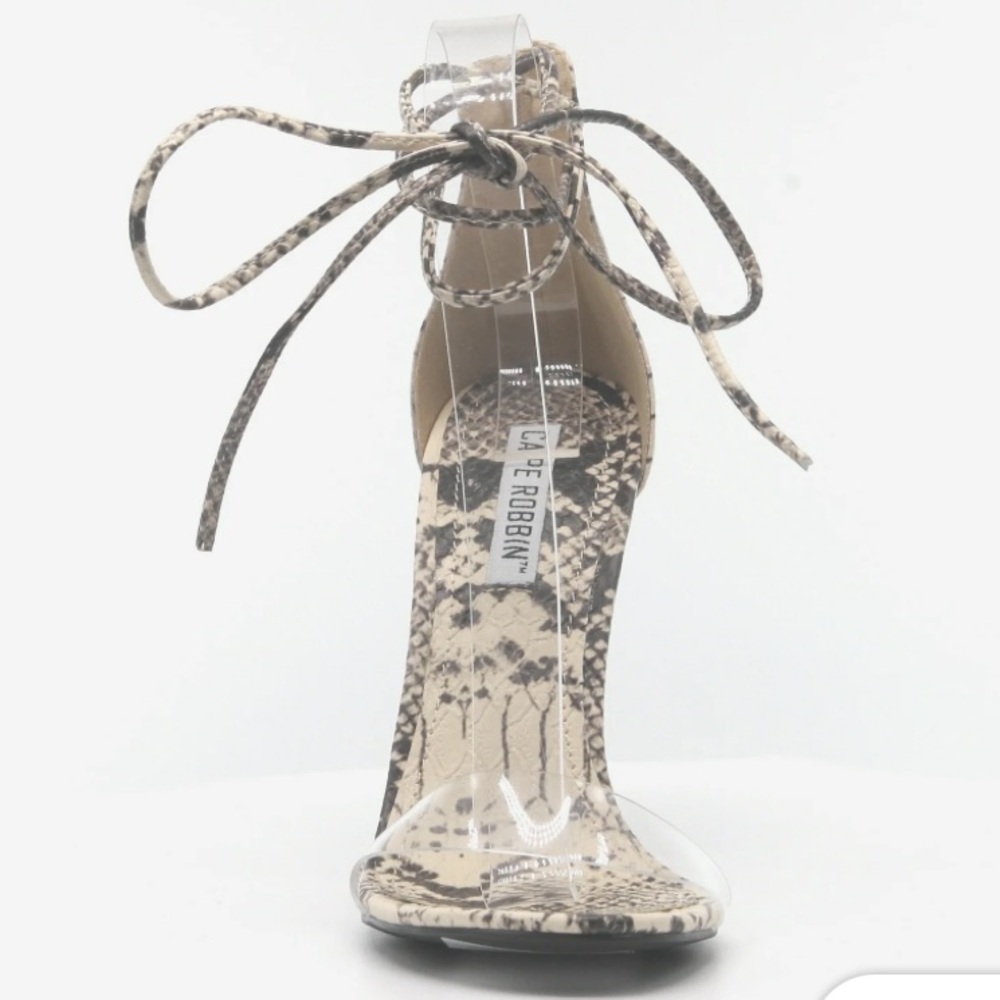 Cape Robbin Magnetic Snake Translucent Wedge High Heel Tie Up Open Toe Sandal - Picture 4 of 8